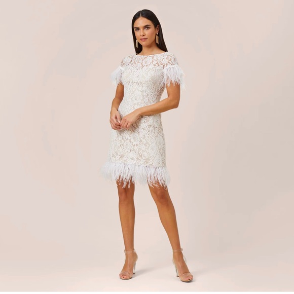 Aidan by Aidan Mattox Dresses & Skirts - White feather trim dress